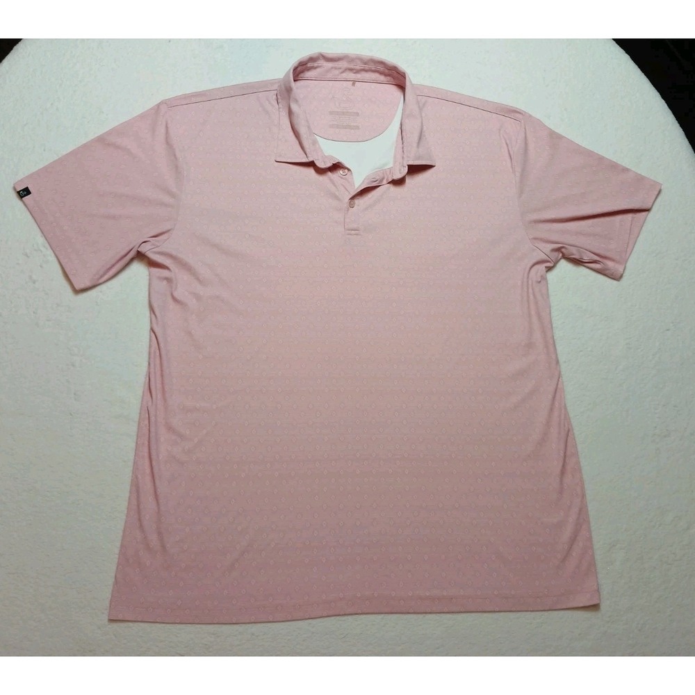 Swannies Golf Polo Shirt Mens 2XL XXL Pink Geometric Performance Stretch Casual